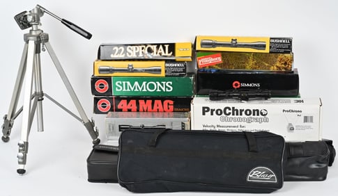 RIFLE AND SPOTTING SCOPE LOT WITH CHRONOGRAPH