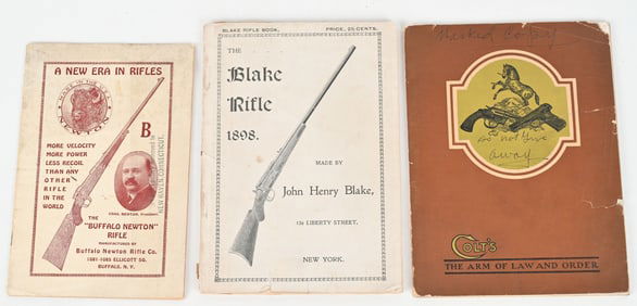 LOT OF (3) RARE FIREARMS CATALOGS, NEWTON, BLAKE
