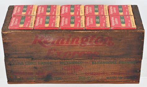 VINTAGE REM EXPRESS CRATE WITH AMMO BOXES