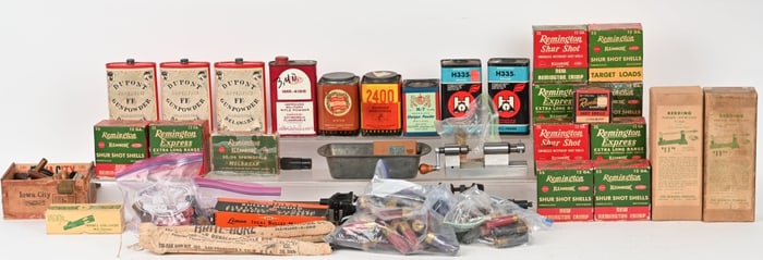 VINTAGE RELOADING, AMMUNITION BOXES AND TINS