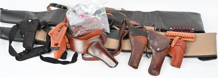 ASSORTED HOLSTERS AND CARTRIDGE STRIPS