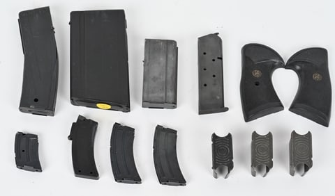 LOT OF ASSORTED MAGAZINES AND GRIP