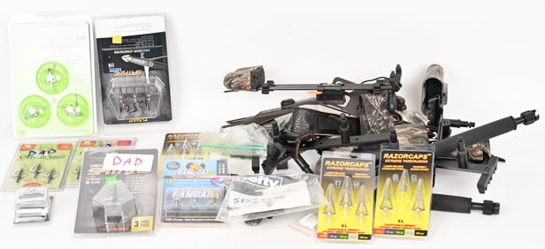 LOT OF ASSORTED CROSSBOW ACCESSORIES & BROADHEADS