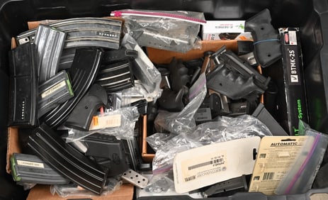 HUGE LOT OF PISTOL GRIPS, PISTOL & RIFLE MAGS