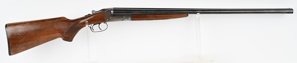 SAVAGE ARMS FOX MODEL B SIDE BY SIDE SHOTGUN: SERIAL NUMBER: NSN. BARREL: 28". GAUGE: 16 GA. CHOKE: IMOD/MOD. CHAMBER: 2 ?". LOP: 14 ?". MANUFACTURED: 1953. This shotgun features blued, grooved ribbed barrel, engraved waterfowl water scene on bot