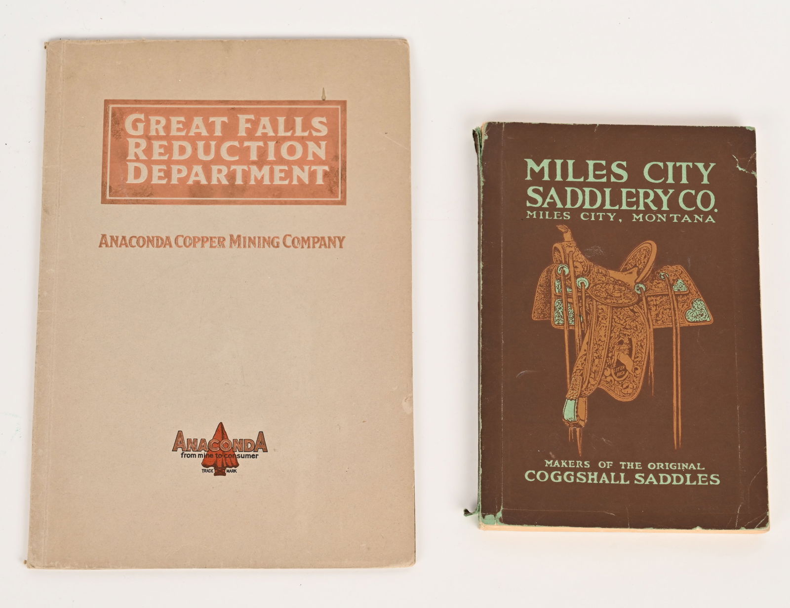 MILES CITY SADDLE CATALOG & MINING CATALOG: Extremely desirable Montana saddlery catalog that includes CE Coggshall saddles, and huge variety of products that they handled. Very nice catalog throughout. Also Anaconda Montana Copper Mining Compa