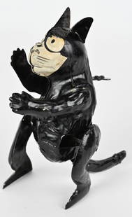 GUNTHERMANN HAND PAINTED TIN WINDUP FELIX THE CAT: Made in Germany. All original and in great condition. Windup works. Nice Felix toy. 6 1/2" Excellent