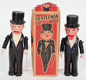 2- PREWAR JAPAN WINDUP CHARLIE McCARTHY w/ BOX
