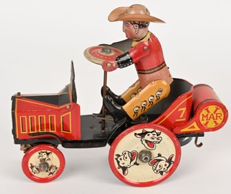 MARX TIN WINDUP COWBOY WHOOPIE CAR