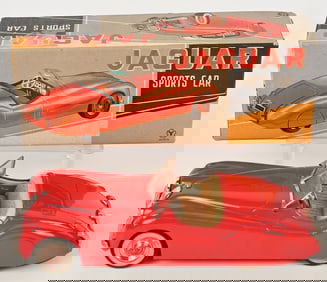 YONE TIN FRICTION JAGUAR SPORTS CAR w/ BOX