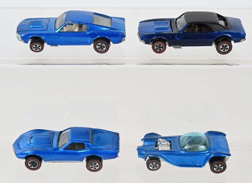 4- HOT WHEELS RED LINES: Includes Custom Camero, Beatnik Bandit, Custom Corvette, and Custom Mustang. All original in excellent condition.