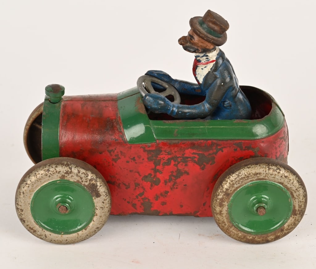 ARCADE CAST IRON ANDY GUMP CAR: Original toy with some repaint. Missing back license plate. Desirable cast iron toy. 7 1/2" Very Good
