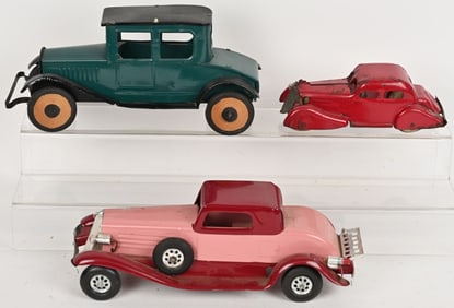 3- VINTAGE PRESSED STEEL AUTOS,