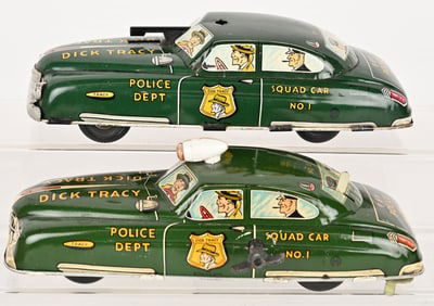 2- MARX TIN DICK TRACY SQUAD CARS