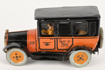 STRAUSS TIN WINDUP YELL-O-TAXI CAB
