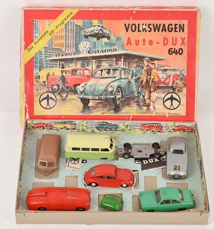 AUTO-DUX 640 VOLKSWAGON SET w/ BOX: Set looks to be mostly complete. Boxed 16" Excellent