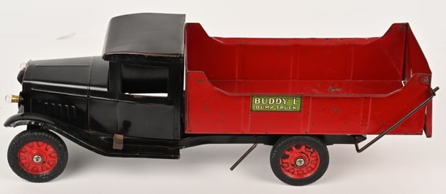BUDDY L PRESSED STEEL DUMP TRUCK w/ LIGHTS