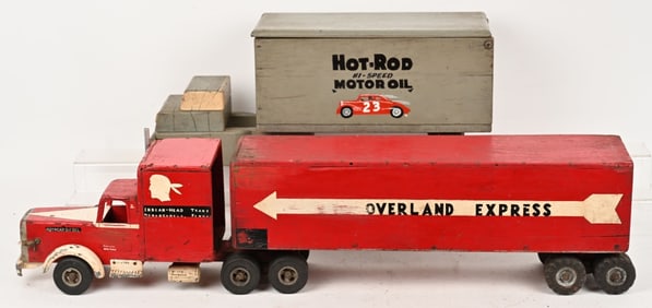 2- FOLK ART SEMI TRUCK & TRAILERS