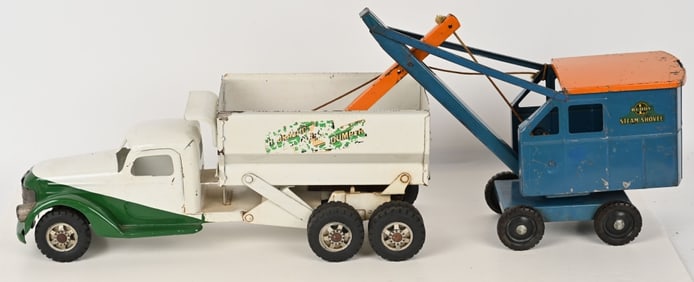 BUDDY L STEAM SHOVEL & DUMP TRUCK