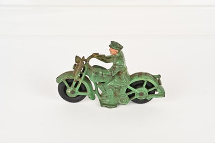 HUBLEY CAST IRON GREEN PATROL MOTORCYCLE