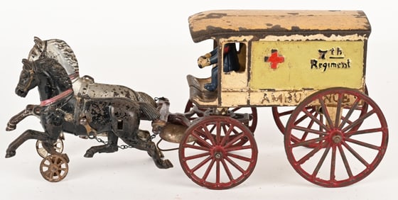 KENTON CAST IRON 7th REGIMENT HORSE WAGON