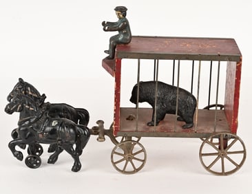 ARCADE CAST IRON & WOOD CIRCUS WAGON