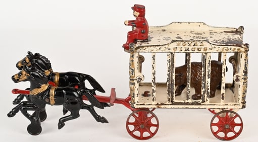 HUBLEY CAST IRON ROYAL CIRCUS WAGON w/ BEAR