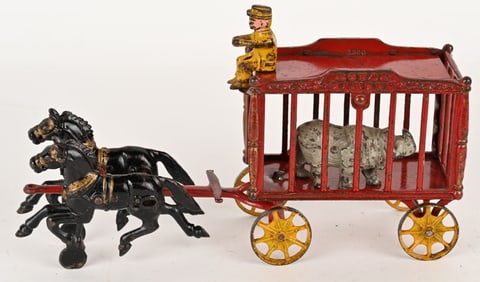 HUBLEY CAST IRON ROYAL CIRCUS WAGON w/ RHINO