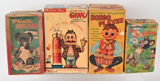 4- JAPAN BATTERY OPERATED TOYS w/ BOXES