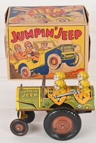 MARX TIN WINDUP JUMPIN JEEP w/ BOX