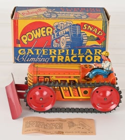 MARX TIN WINDUP CATERPILLAR TRACTOR w/ BOX