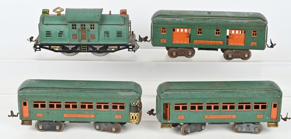 LIONEL PREWAR STD GA 10E & 2 PASSENGER CARS