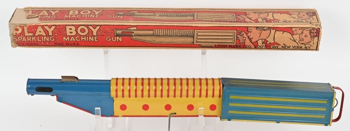 MARX WINDUP PLAY BOY SPARKLING MACHINE GUN w/ BOX