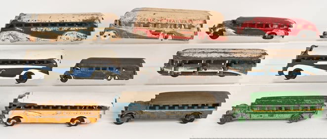 LOT OF CAST IRON BUS TOYS