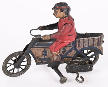 FISHER TIN WINDUP MOTORCYCLE WITH DRIVER