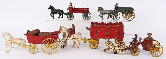 CAST IRON HORSE DRAWN TOYS