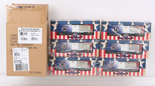 6- LIONEL US PRESIDENTIAL BOXCARS MIB
