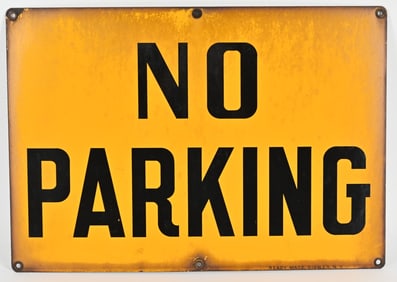 VINTAGE PORCELAIN NO PARKING SIGN