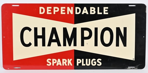 DEPENDABLE CHAMPION SPARK PLUGS TIN SIGN