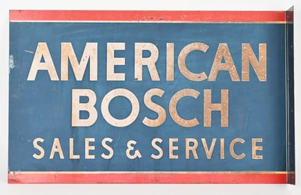 AMERICAN BOSCH SALES & SERVICE TIN FLANGE SIGN