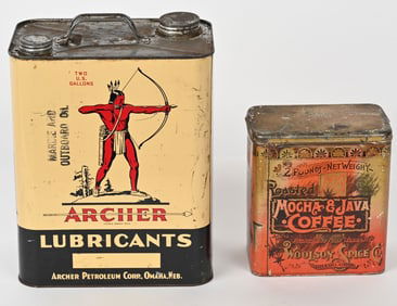 ARCHER LUBRICANTS & WOOLSON COFFEE TINS