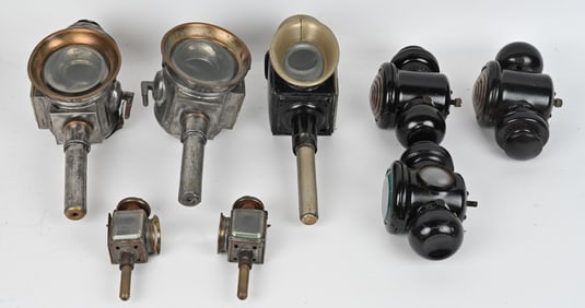 8- EARLY AUTO OR CARRAIGE OIL LAMPS
