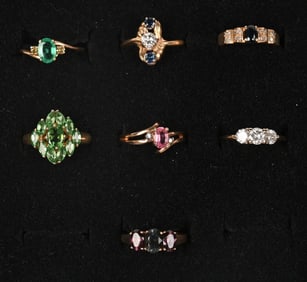 LOT OF 7 14KT GOLD RING