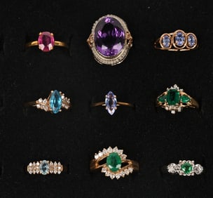 LOT OF 9 14KT GOLD RINGS