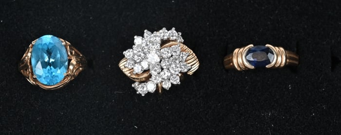 LOT OF 3 GOLD 14KT RINGS