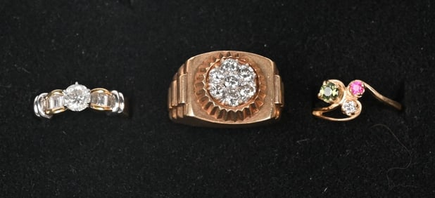 LOT OF 3 GOLD 14KT RINGS