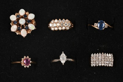 LOT OF 6 GOLD 14KT RINGS
