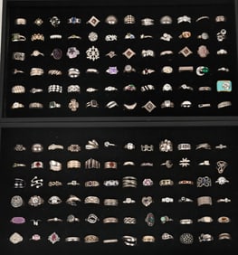 144-STERLING SILVER COSTUME JEWELRY RINGS