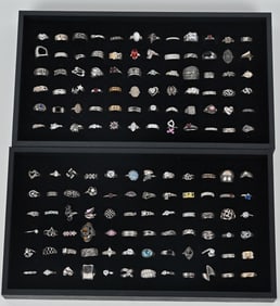144-STERLING SILVER COSTUME JEWELRY RINGS