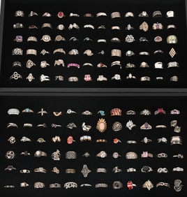 144-STERLING SILVER COSTUME JEWELRY RINGS